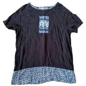 dB Line New York Navy Leopard Trim Tee Large